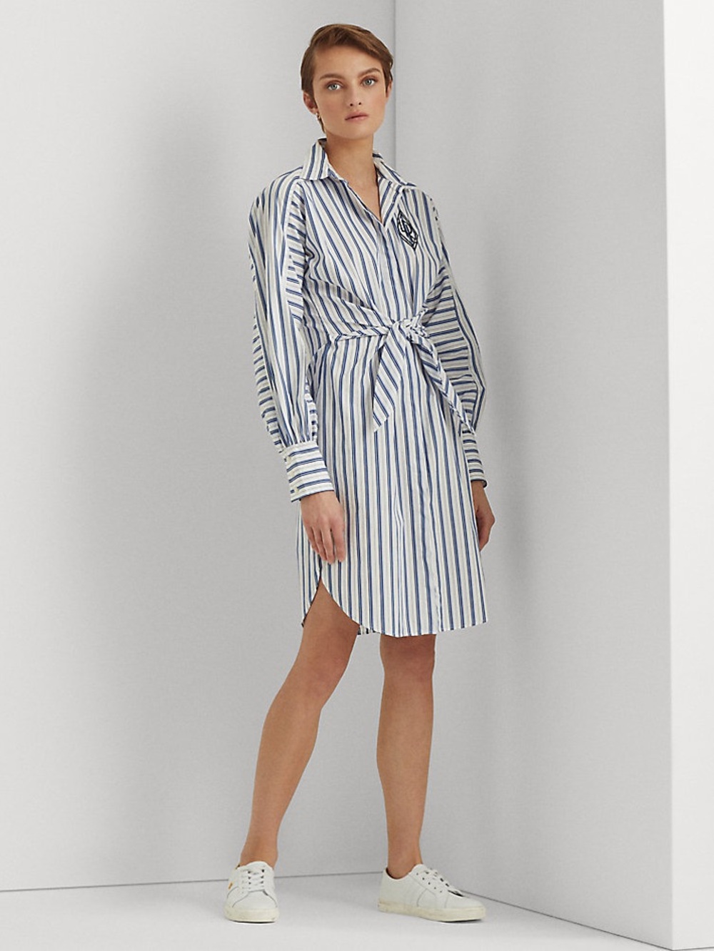 Ralph Lauren Striped Cotton Broadcloth Shirtdress
